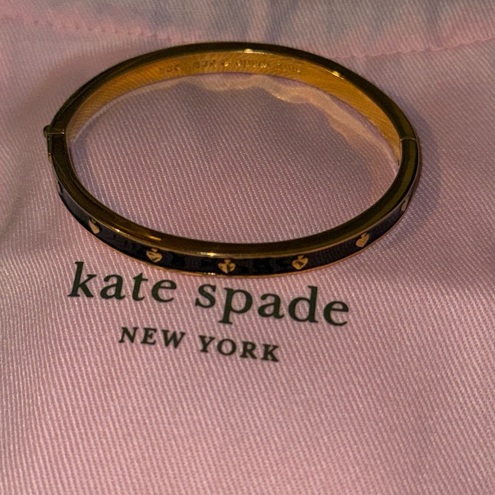 NEW Kate Spade New York Enamel Hinged Black Bangle